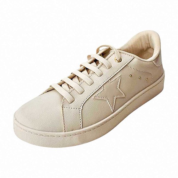 Tênis Estrela com Bolinhas Ouro - Creme