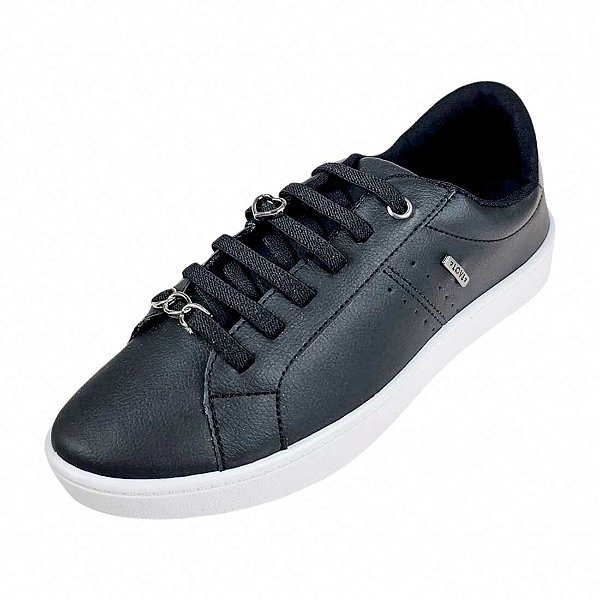 Tênis Basic Elástico com Detalhe Love - Preto e Grafite