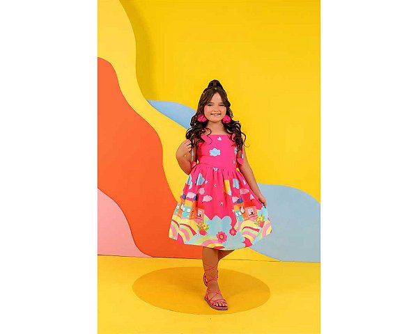 Vestido Infantil Menina 2 Marias Casinha - Pink