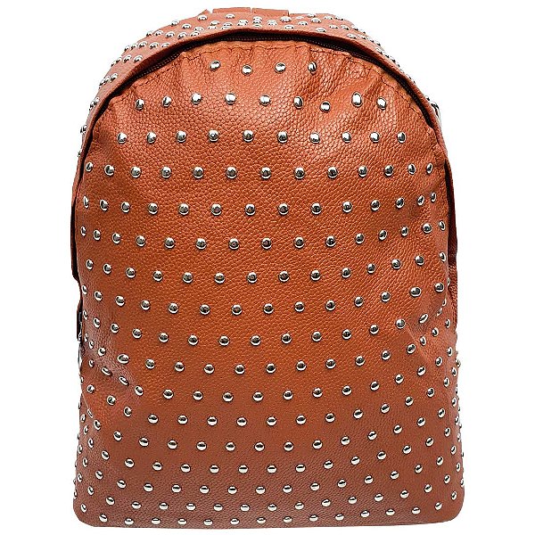 Mochila com Bolinhas em Metal - Marrom
