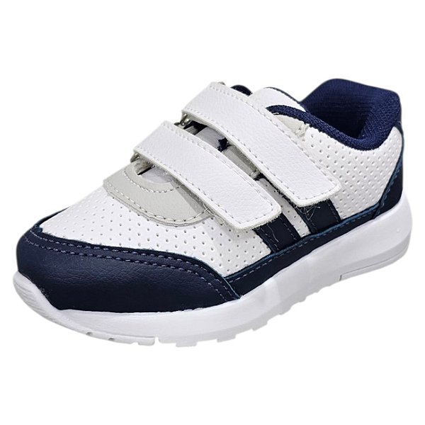 Tênis Infantil Crepe 2 Listras - Azul e Branco
