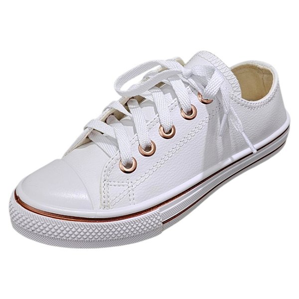 Tênis Infantil Napa Star Feet - Branco e Bronze