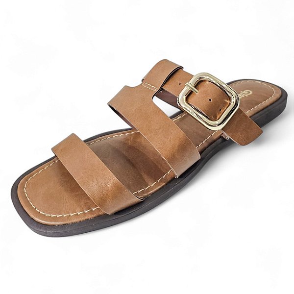 Sandália Trio com Fivela - Caramelo