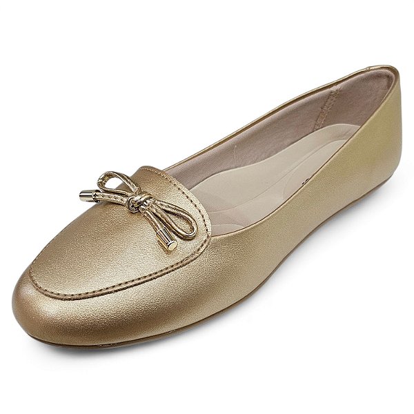 Sapatilha Mocassim com Laço - Ouro Light