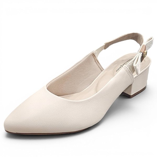 Scarpin Slingback Modare Comfort Salto Bloco - Off White