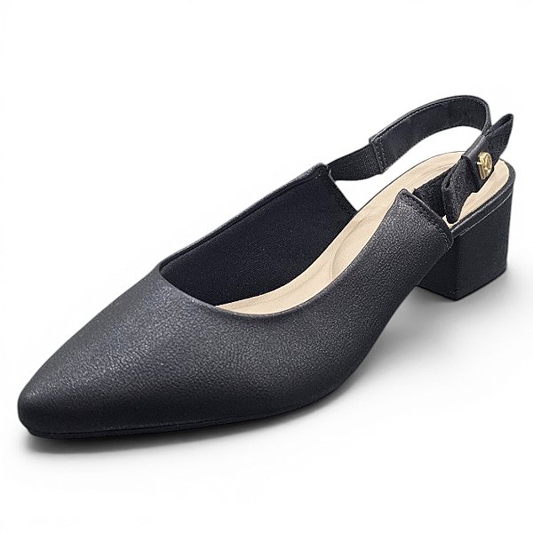 Scarpin Slingback Modare Comfort Salto Bloco - Preto