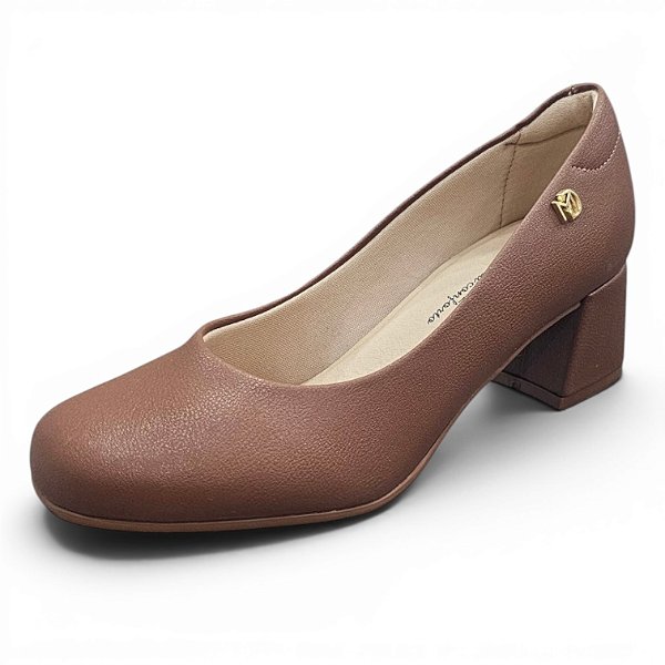 Scarpin Boneca Modare Salto Bloco Comfort - Marrom