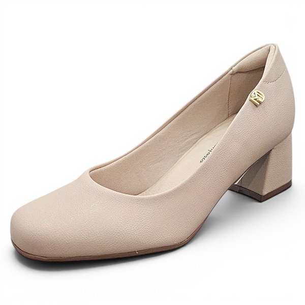 Scarpin Boneca Modare Salto Bloco Comfort - Bege