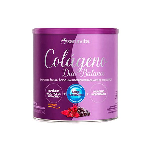 Colágeno Duo Balance Hibiscus e Frutas Roxas - 285g - Sanavita