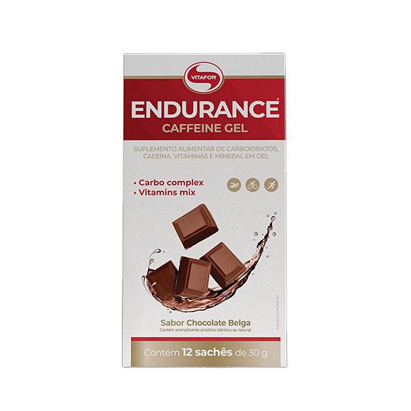 Endurance Caffeine Gel Chocolate Belga - 12 Sachês - Vitafor