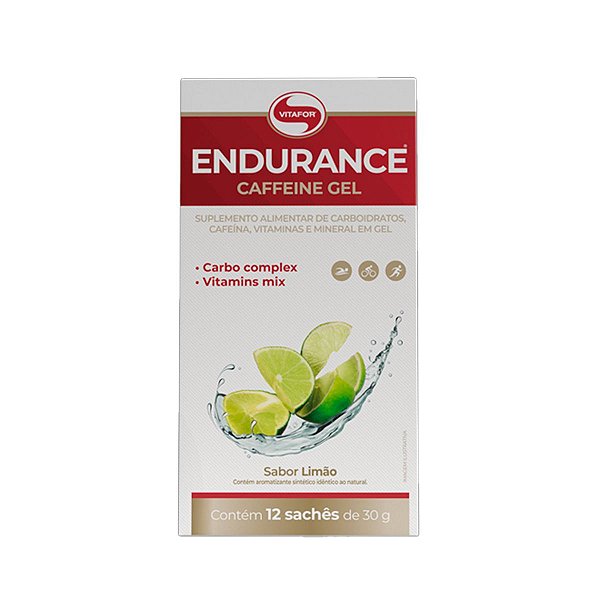 Endurance Caffeine Gel Limão - 12 Sachês - Vitafor