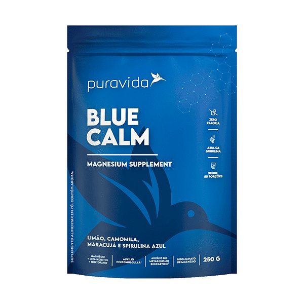 Blue Calm Limão, Camomila, Maracujá e Spirulina Azul - 250g - Puravida