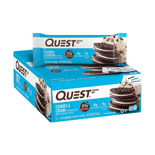 QUEST PROTEIN BAR COOKIES & CREAM 12 BARS/60G - QUEST NUTRITION