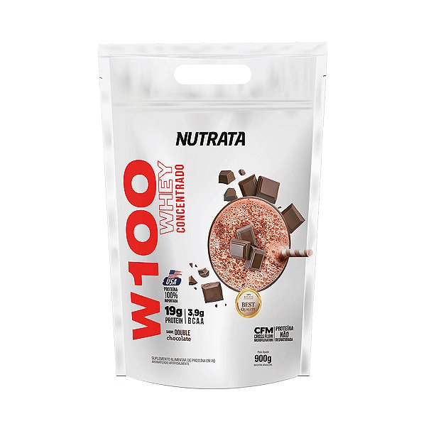 W100 Whey Concentrado Refil Double Chocolate - 900g - Nutrata
