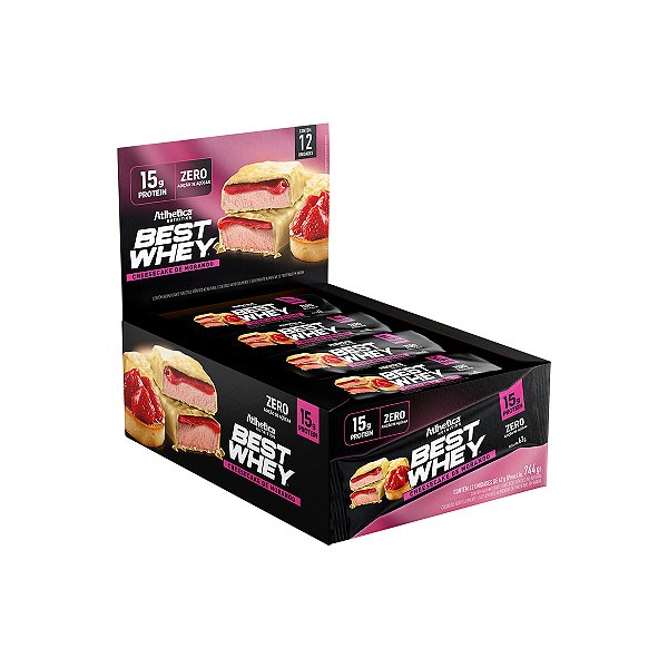 Best Whey Bar Cheesecake Morango - 12 Unidades - Athletica