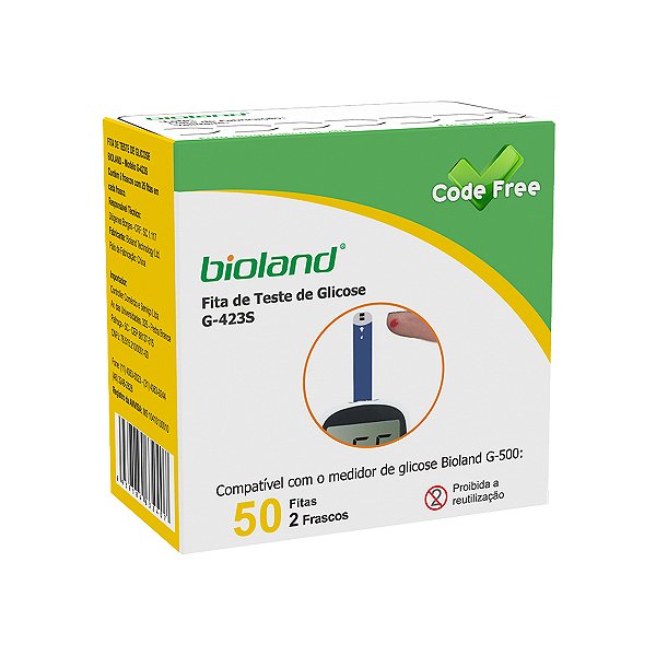 Fita De Teste De Glicose - 50 Fitas - Bioland