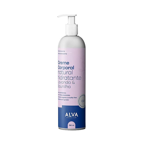 Creme Corporal Natural Hidratante Lavanda & Baunilha - 250ml - Alva