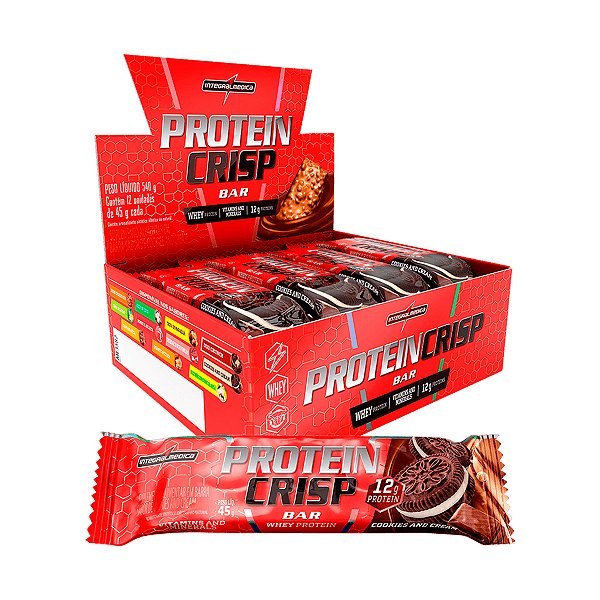 Protein Crisp Bar Cookies & Cream – 12 Unidades - Integral Medica