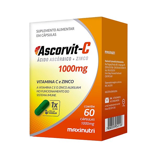 Ascovit-C 1000mg - 60 Cápsulas - Maxinutri