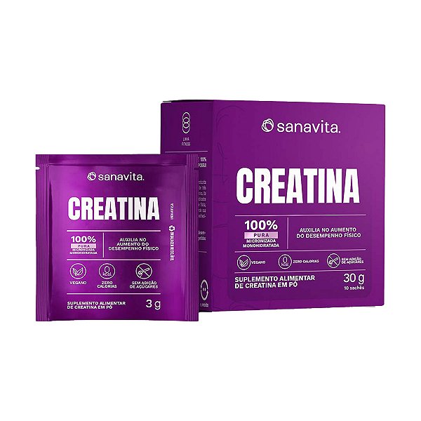 Creatina 100% Pura - 10 Sachês - Sanavita