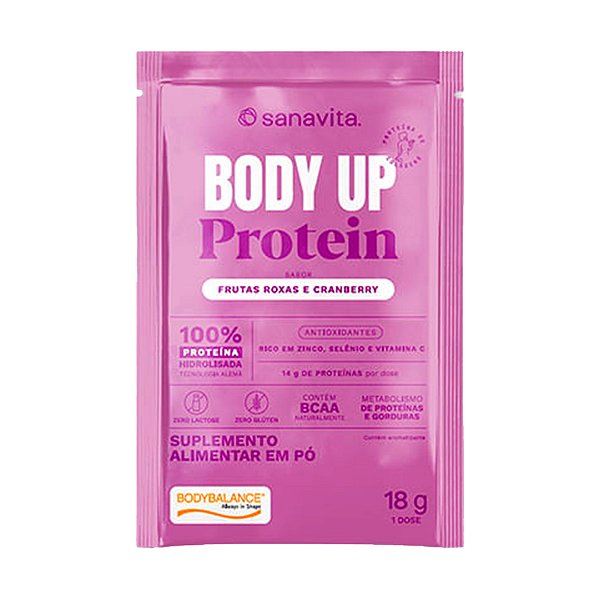 Body Up Protein Frutas Roxas e Cranberry - 20 Sachês - Sanavita