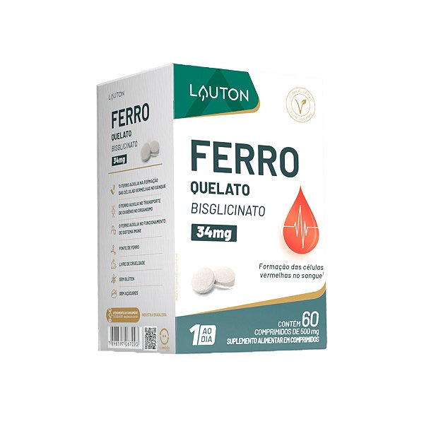 Ferro Quelato Bisglicinato – 60 Comprimidos – Lauton Nutrition