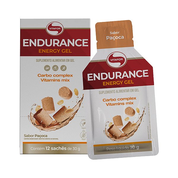 Endurance Energy Gel Paçoca - 12 Sachês - Vitafor