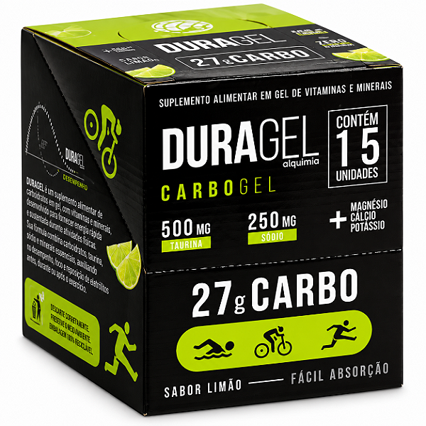 Gel Alquimia Duragel Sabor Limão 27g de Carbo - CX/ 15und