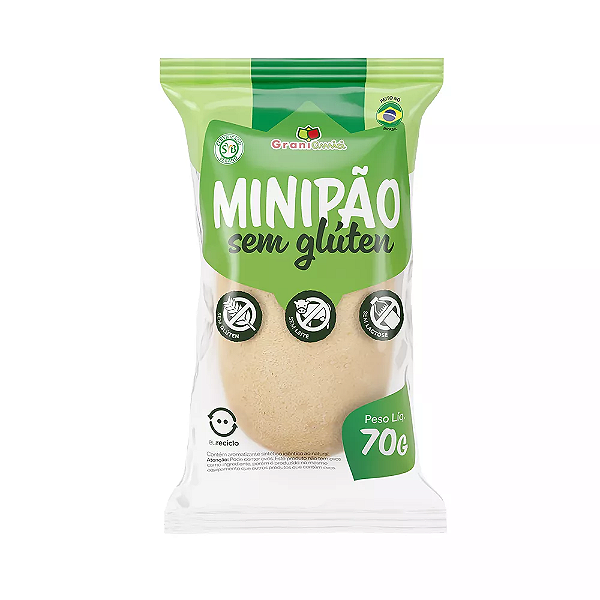 Minipão - Sem Glútem e Sem Lactose - 70g - Grani Amici