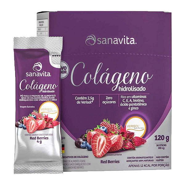 Colágeno Verisol Red Berries - 30 Sachês - Sanavita