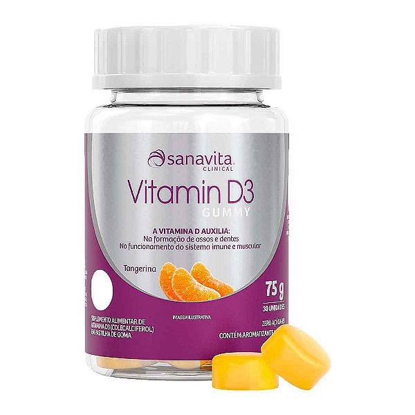 Vitamin D3 Gummy Tangerina - 30 Unidades - Sanavita
