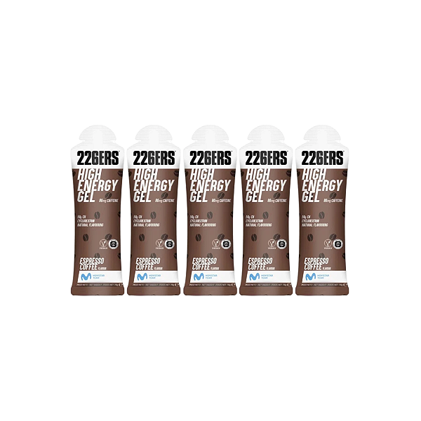 KIT 5 UNIDADES - HIGH ENERGY GEL (CAFEINA) - SABOR CAFÉ ESPRESSO  - UNITARIO - 226ERS