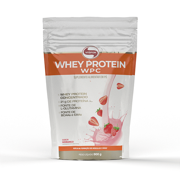 WHEY PROTEIN ( WPC ) MORANGO 900g - VITAFOR