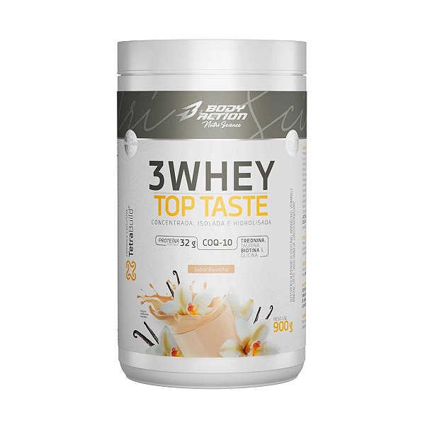 3 WHEY TOP TASTE - SABOR BAUNILHA 900g - BODYACTION