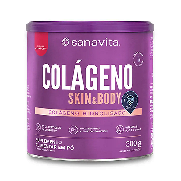 COLAGENO SKIN - CRANBERRY - LATA 300G - SANAVITA