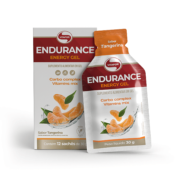 ENDURANCE ( ENERGY GEL ) SABOR TANGERINA - CX/ 12 SACHÊS x 30g - VITAFOR