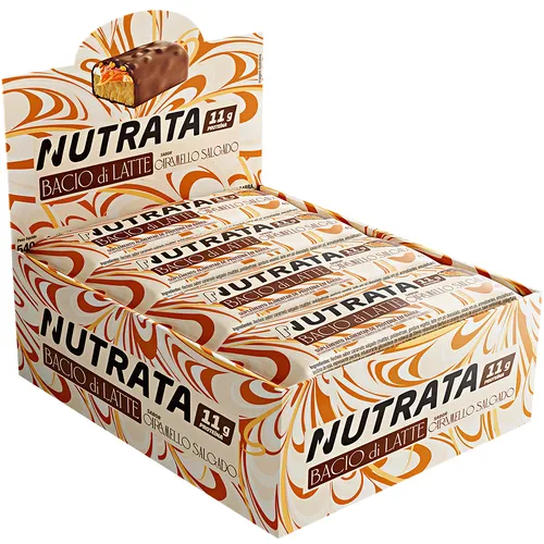 BARRA PROTEICA ( BACIO DI LATTE ) SABOR CARAMELO SALGADO - CX/ 12un x 45g - NUTRATA