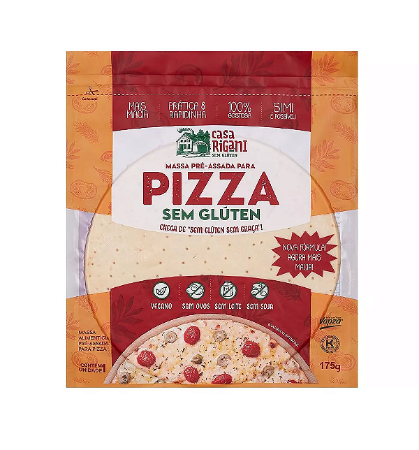 MASSA PRE-ASSADA ( PIZZA ) SEM GLUTEN - PCT 1un - 175g - GRANI AMICI