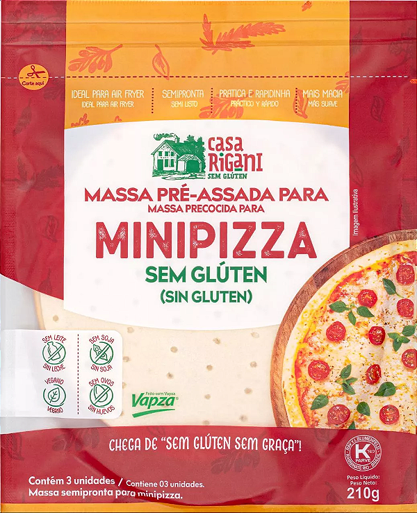 MASSA PRE-ASSADA ( MINI PIZZA ) SEM GLUTEN - PCT 3un - 210g - GRANI AMICI