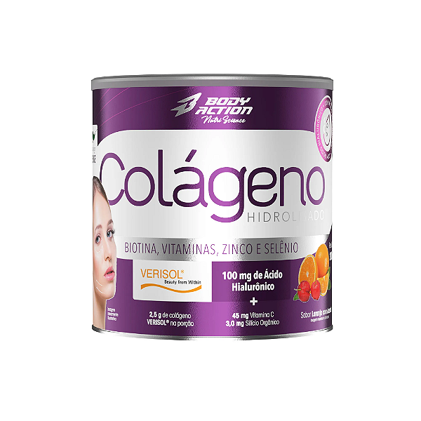 COLAGENO HIDROLISADO (VERISOL) - SABOR LARANJA COM ACEROLA - LATA 200g - BODYACTION