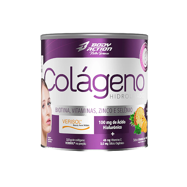 COLAGENO HIDROLISADO (VERISOL) - SABOR ABACAXI COM HORTELA - LATA 200g - BODYACTION