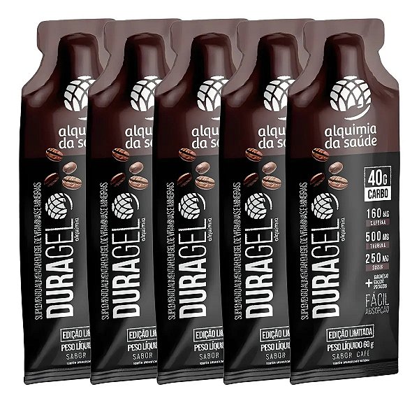 KIT 5 UNIDADES - DURAGEL ( 40g CARBO ) SABOR CAFÉ - ALQUIMIA