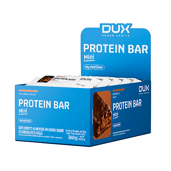 PROTEIN BAR ( MINI ) CHOCOLATE E AVELA CX/ 12un 30g - DUX NUTRITION