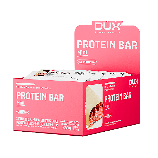 PROTEIN BAR ( MINI ) CHOC. BRANCO E FRUTAS VER. CX/ 12un 30g - DUX NUTRITION
