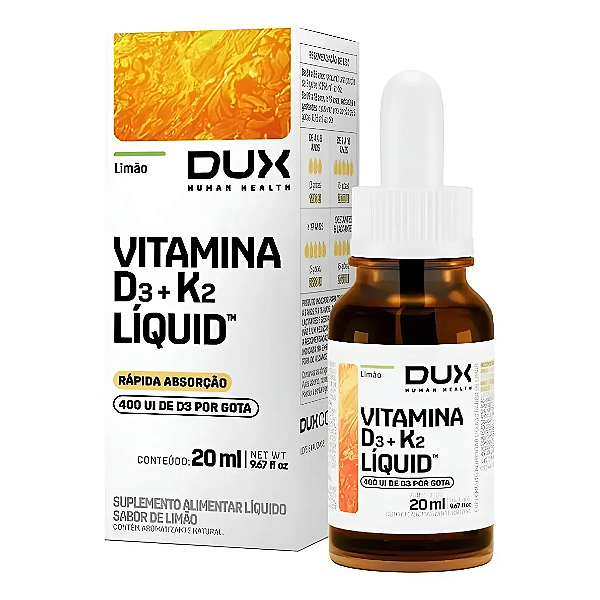 VITAMINA D3 + K2 20ml - LIMAO - DUX NUTRITION