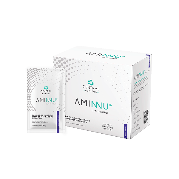 AMINNU (LIVRE DE XILITOL) SABOR BLUEBERRY - 30 SACHES x 10g - CENTRAL NUTRITION