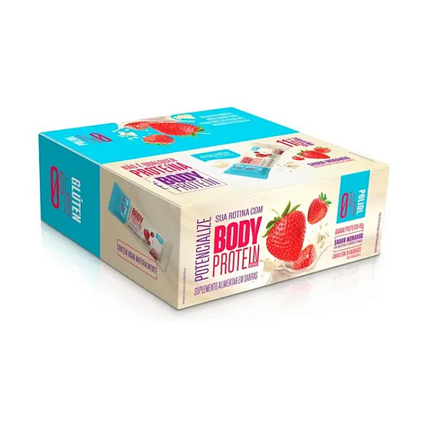 BARRA PROTEICA - BODY PROTEIN - SABOR MORANGO - 9un x 40g - EQUALIV