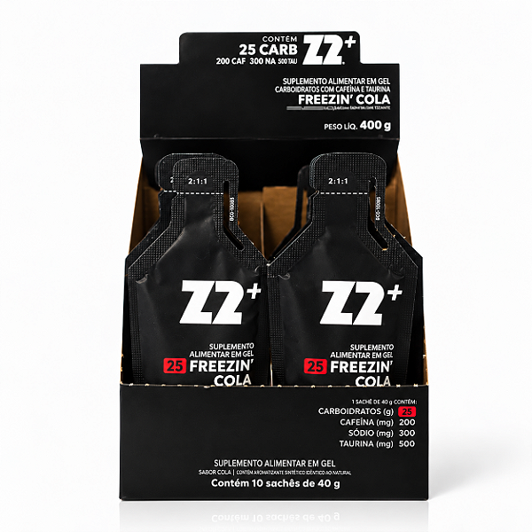 Energy Gel Z2 + Freezin Cola 25g de Carboidrato- Cafeína CX/ 10un