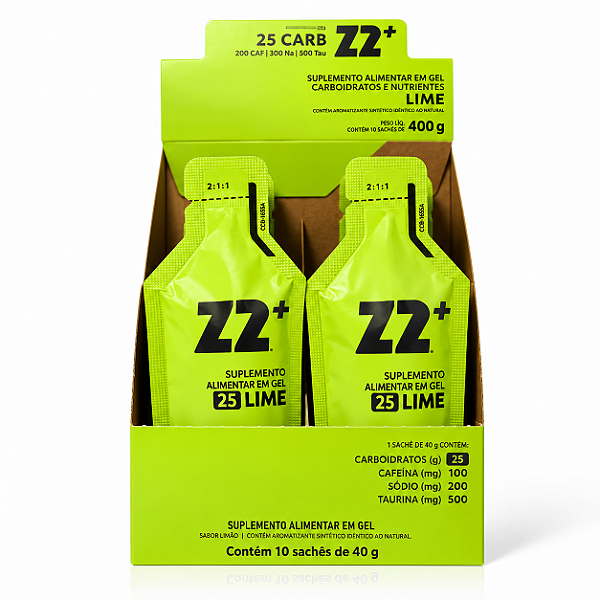 Energy Gel Z2 + Lime 25g de Carboidrato- Cafeína CX/ 10un