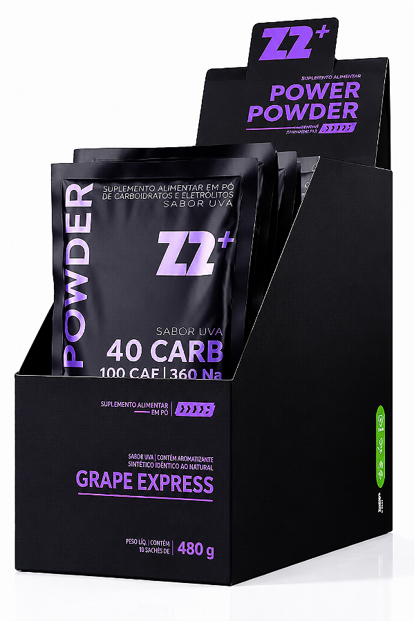 Sachês Energy Drink Power Powder Z2+ 45g - Sabor Grape Express | Cx 10un